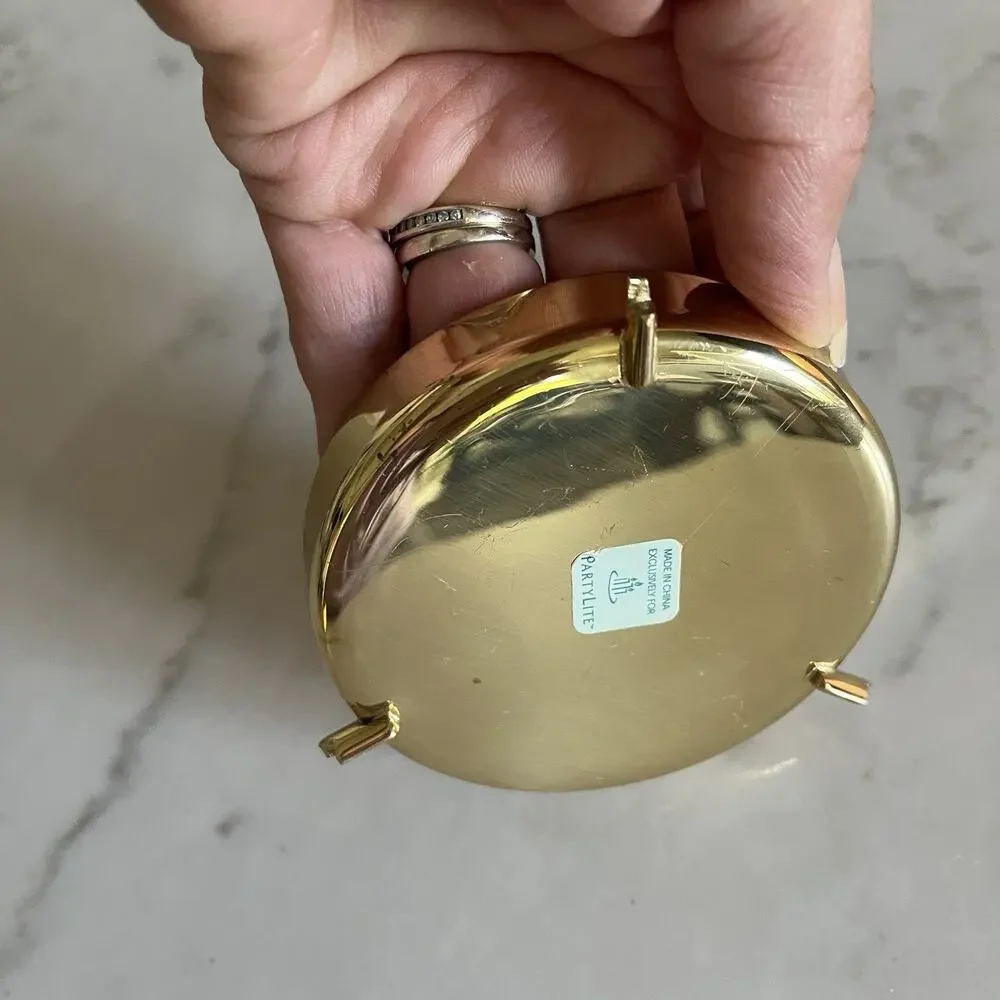PartyLite Brass Disc Plate Candle Votive Holder Replacement Part removable plate